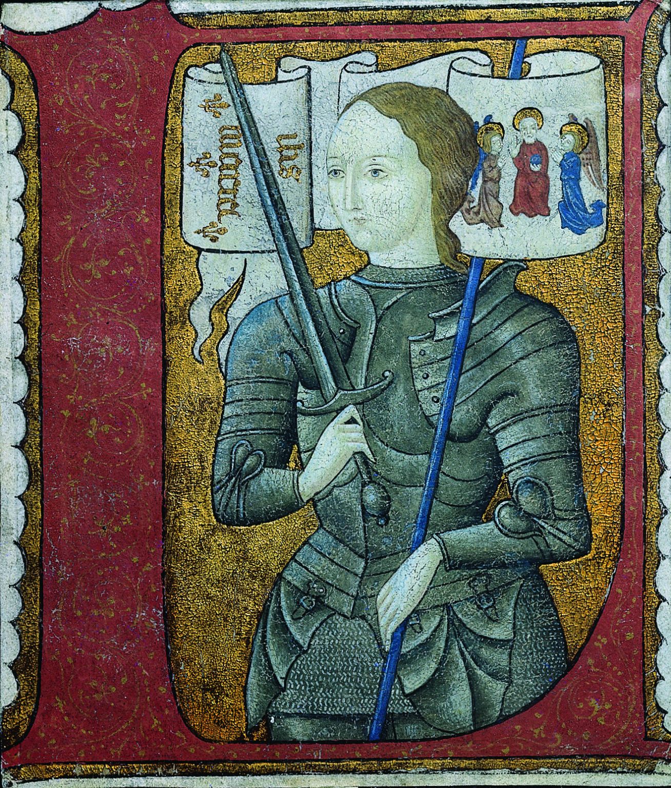Jeanne d’Arc en armure, miniature du XVe siècle