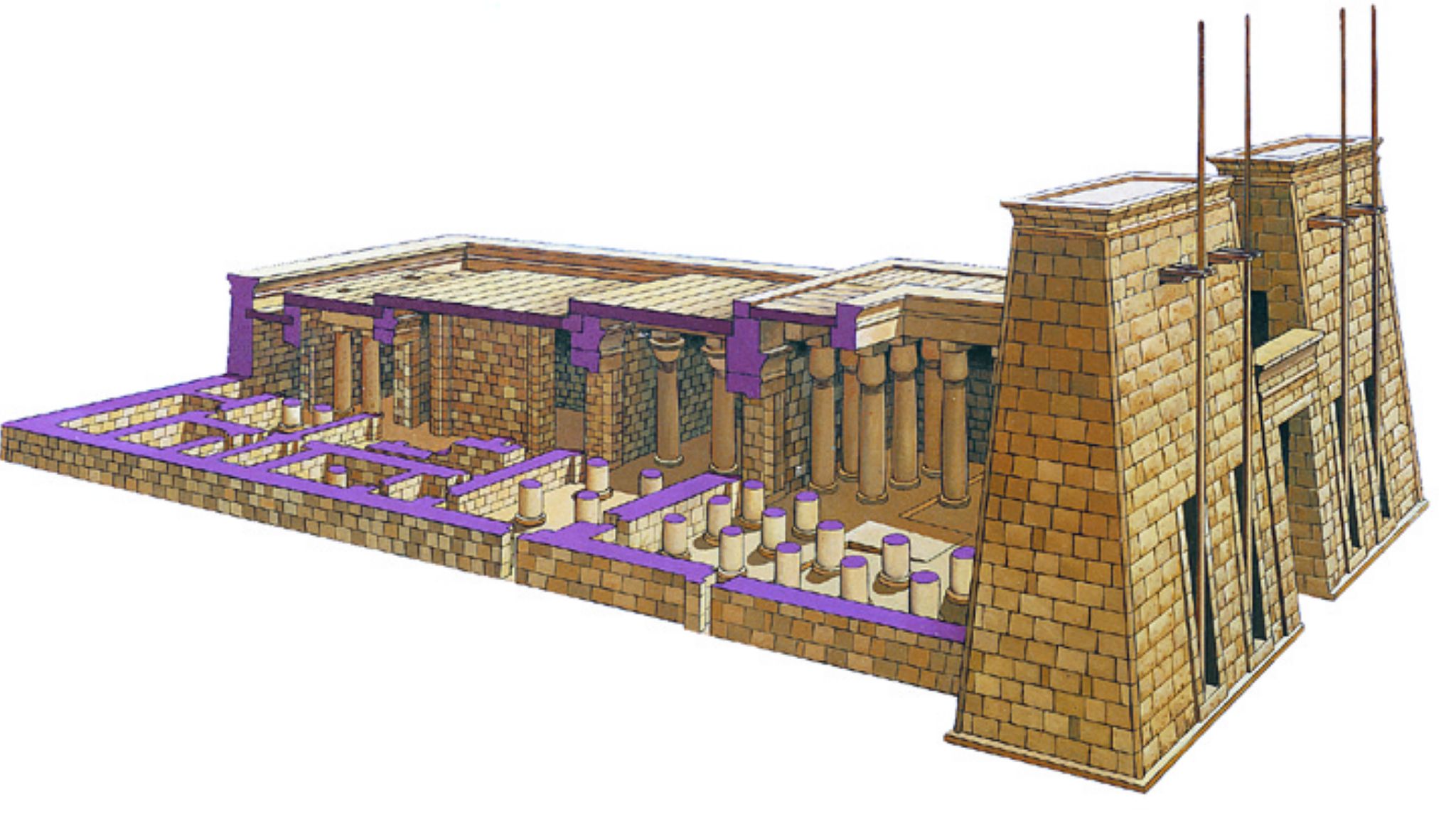 vue éclatée du temple de Khonsou, à Karnak